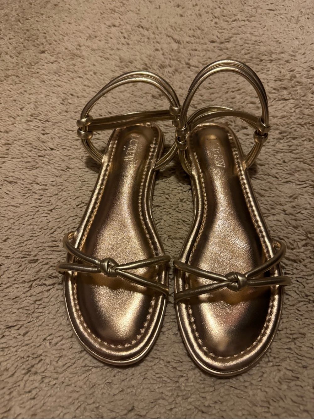 J. Crew Metallic Gold Knotted Strap Sandals
